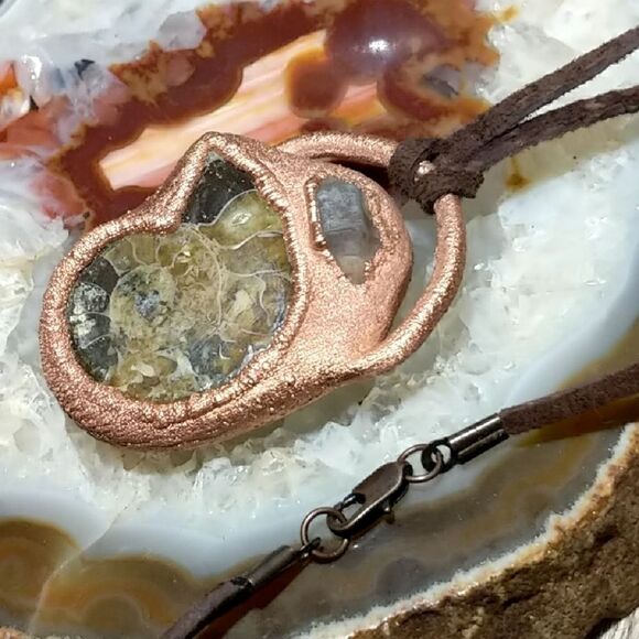 'Tender' Ammonite, Herkimer Diamond Necklace - Picture 5 of 5